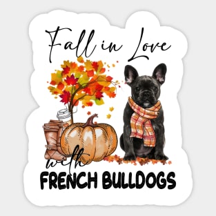 Fall In Love With Scarf Black French Bulldog Sticker